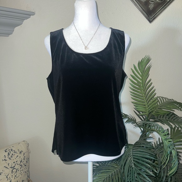 Vintage Black Velvet Scoop Neck Cami Vest Top Size M - Picture 2 of 12